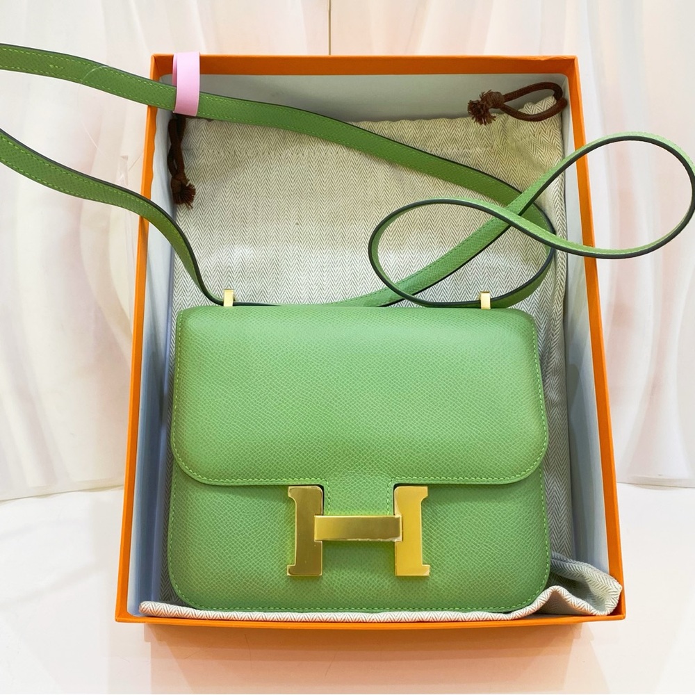 Hermes Constance 19 Epsom Leather Crossbody Bag Green